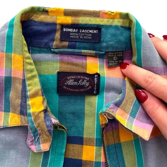 Allen Solly Vintage Madras Plaid Jacket, Petite L - Picture 3 of 12